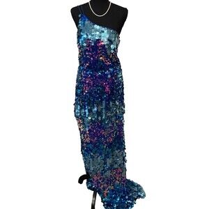 Xtraordinary Blue Sequin Prom Gala Holiday Party Dress SZ 15
